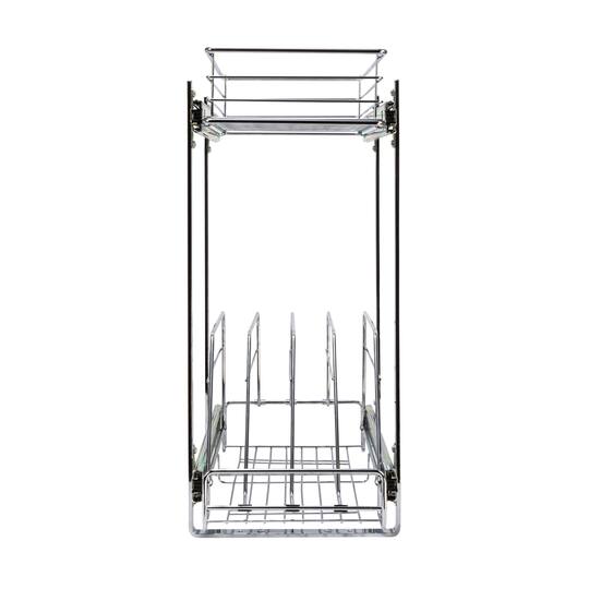 Household Essentials Glidez Chrome-Plated Steel 2-Tier Dual-Sliding Storage Organizer
